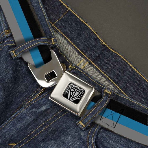 BD Wings Logo CLOSE-UP Full Color Black Silver Seatbelt Belt - Stripes Black/Turquoise/Gray Webbing Seatbelt Belts Buckle-Down   