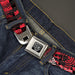 BD Wings Logo CLOSE-UP Full Color Black Silver Seatbelt Belt - Grunge Chaos Red Webbing Seatbelt Belts Buckle-Down   