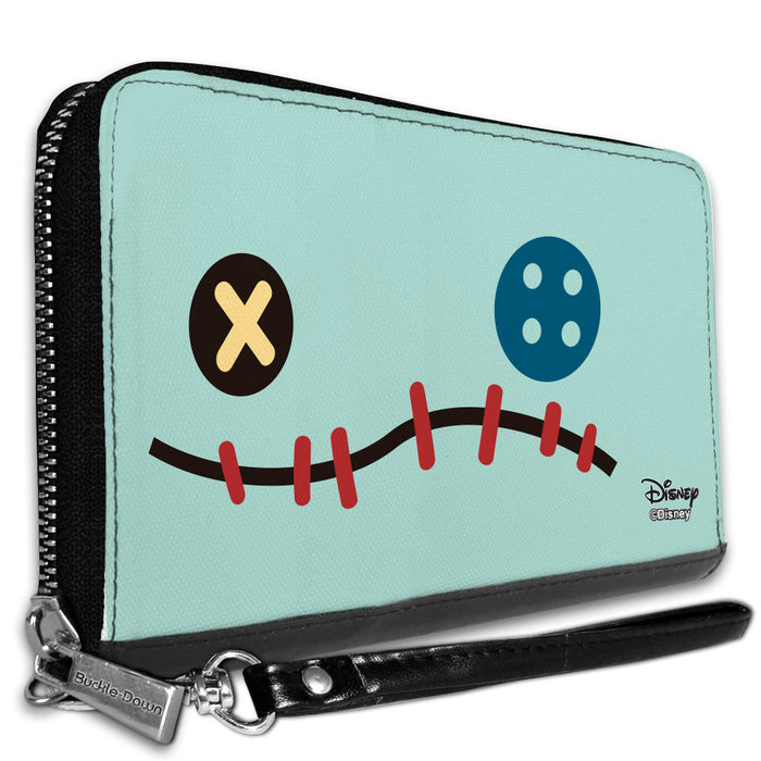 Women's PU Zip Around Wallet Rectangle - Lilo & Stitch Scrump Face CLOSE-UP Clutch Zip Around Wallets Disney   