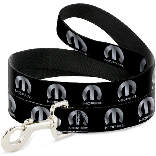 Dog Leash - MOPAR Logo Repeat Black/Silver Gradient Dog Leashes Mopar   