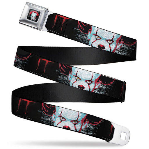 It Chapter Two Pennywise Face Full Color Black/Reds/Blues Seatbelt Belt - IT CHAPTER TWO Pennywise Face CLOSE-UP Black/Red/Blues Webbing Seatbelt Belts Warner Bros. Horror Movies REGULAR - 1.5" WIDE - 24-38" LONG  