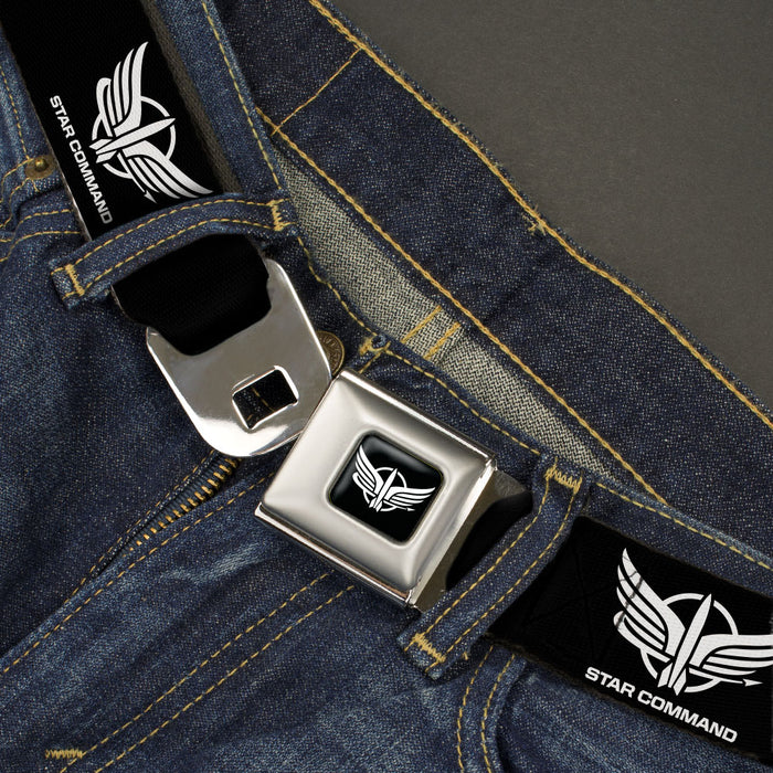 Lightyear Star Command Wings Logo Full Color Black/White Seatbelt Belt - Lightyear STAR COMMAND Wings Text Logo Black/White Webbing Seatbelt Belts Disney   