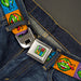 TMNT 8-Bit Full Color Greens/Multi Color Seatbelt Belt - Classic Teenage Mutant Ninja Turtles 8-Bit Face Blocks Multi Color Webbing Seatbelt Belts Nickelodeon   