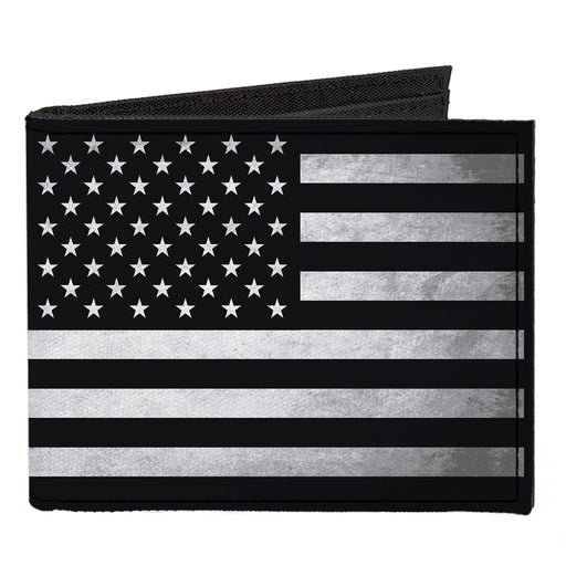 Canvas Bi-Fold Wallet - American Flag Weathered Black White Canvas Bi-Fold Wallets Buckle-Down   