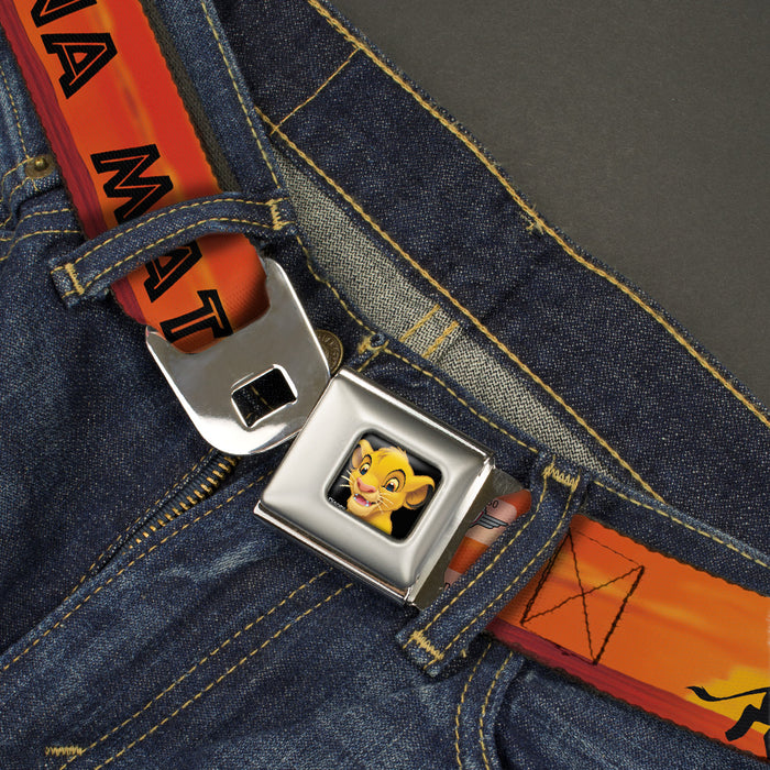 Simba2 CLOSE-UP Full Color Seatbelt Belt - Lion King HAKUNA MATATA Sunset  Oranges/Black Webbing