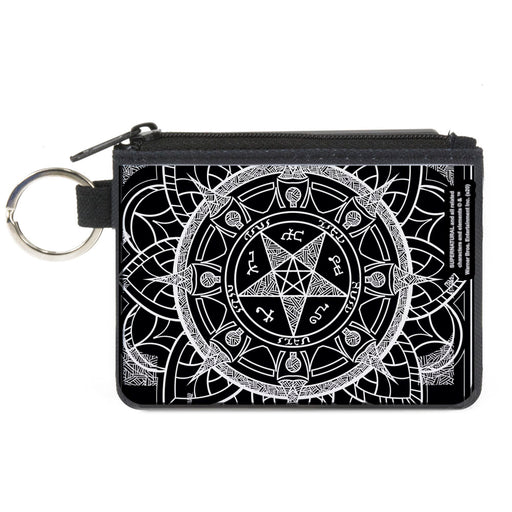 Canvas Zipper Wallet - MINI X-SMALL - Supernatural Devil's Trap Symbol CLOSE-UP Black White Canvas Zipper Wallets Supernatural   