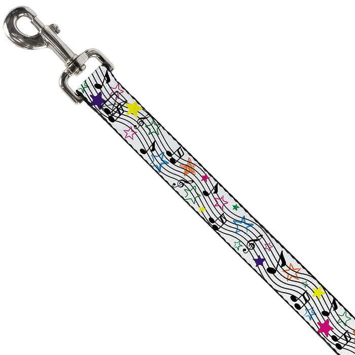 Dog Leash - Music Notes Stars White/Black/Multi Color Dog Leashes Buckle-Down   
