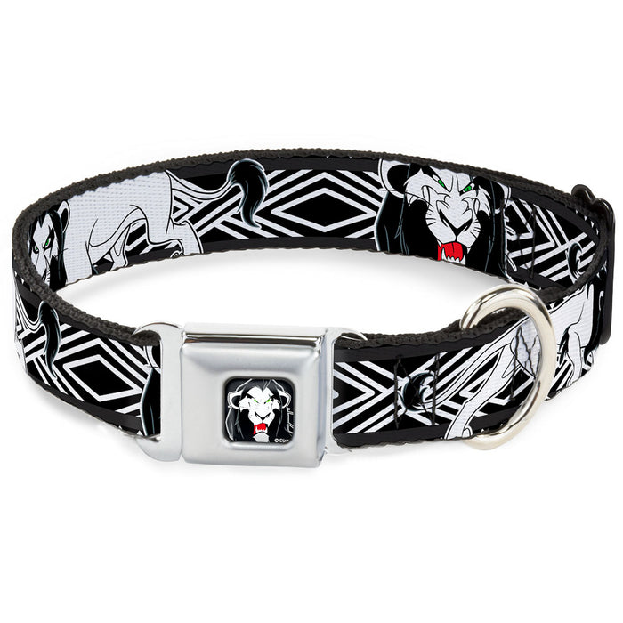 Simba Face Full Color Black/White/Red Seatbelt Buckle Collar - Lion King Scar Poses White/Black Seatbelt Buckle Collars Disney   