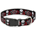 Buckle-Down Plastic Buckle Dog Collar - Brass Knuckles/Skulls/Roses Black/Red/White Plastic Clip Collars Buckle-Down   