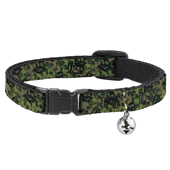 Cat Collar Breakaway - Camo Olive Black Skull Yard2 Breakaway Cat Collars Buckle-Down   