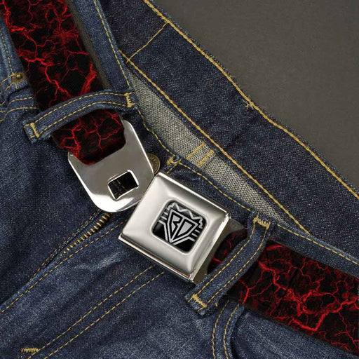 BD Wings Logo CLOSE-UP Full Color Black Silver Seatbelt Belt - Marble Black/Red Webbing Seatbelt Belts Buckle-Down   