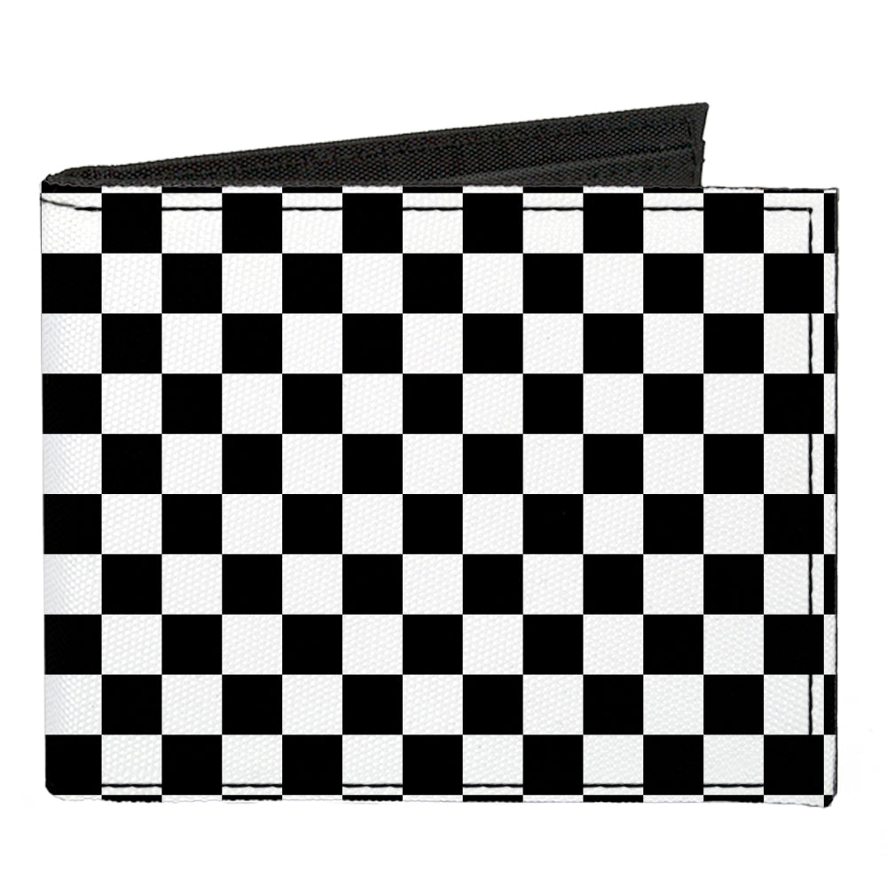Black & White Checkerboard Plush Wristlet Wallet