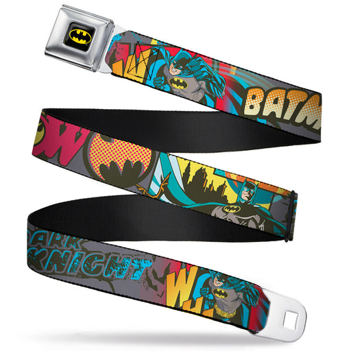 Batman Full Color Black Yellow Seatbelt Belt - Batman Dark Knight Webbing Seatbelt Belts DC Comics   