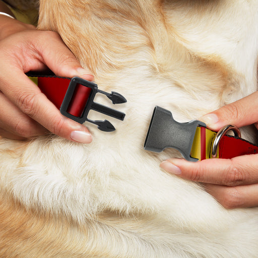 Plastic Clip Collar - Hash Mark Stripe Double Maroon/Gold Plastic Clip Collars Buckle-Down   