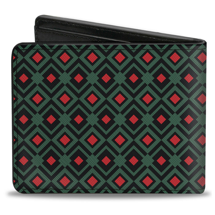 Bi-Fold Wallet - Geometric3 Black Forest Green Red Bi-Fold Wallets Buckle-Down   