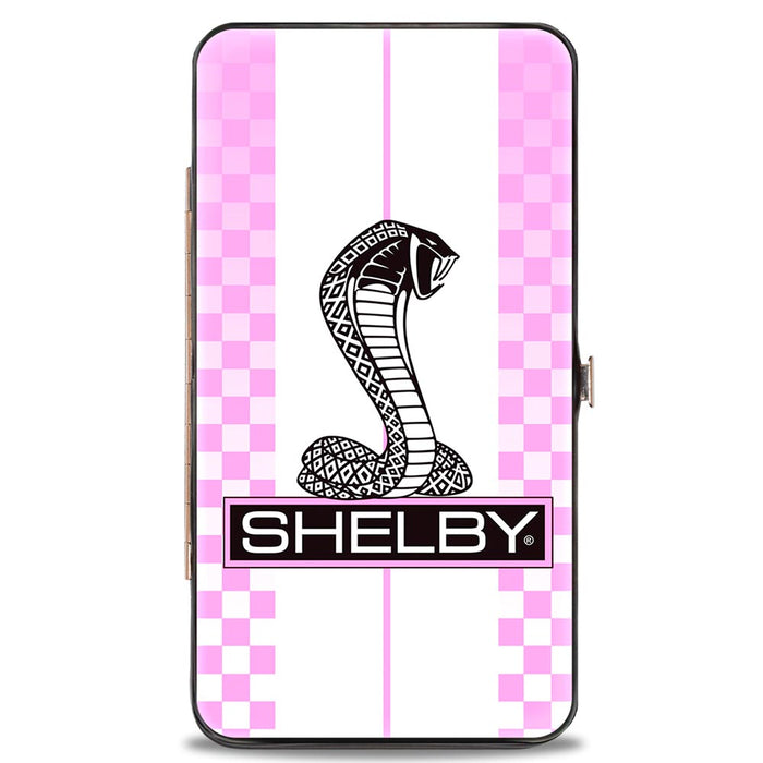 Hinged Wallet - SHELBY Tiffany Box Checker Stripe White Pinks Black Hinged Wallets Carroll Shelby   