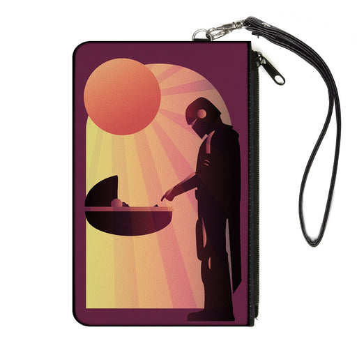 Canvas Zipper Wallet - SMALL - Star Wars The Child and The Mandalorian Touching Fingers Sun Rays Burgundy Oranges Canvas Zipper Wallets Star Wars   