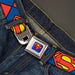 Superman Full Color Blue Seatbelt Belt - Superman Shield CLOSE-UP Blue/Red/Yellow Webbing Seatbelt Belts DC Comics   