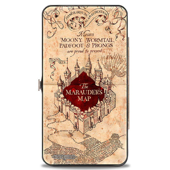 Hinged Wallet - Hogwarts School THE MARAUDER'S MAP Tan Reds Hinged Wallets The Wizarding World of Harry Potter   