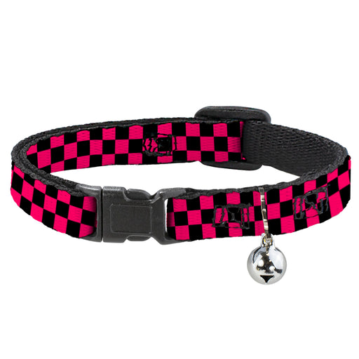 Cat Collar Breakaway - Checker Black Neon Pink Breakaway Cat Collars Buckle-Down   