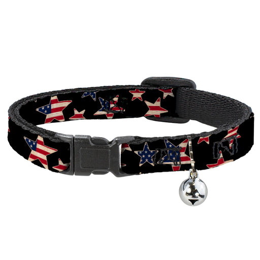 Cat Collar Breakaway - Americana Stars & Flags Black Red White Blue Breakaway Cat Collars Buckle-Down   