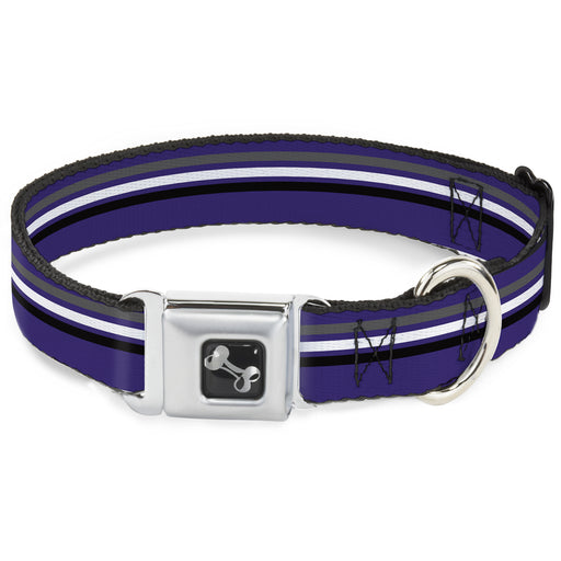 Dog Bone Seatbelt Buckle Collar - Racing Stripes Purple/Gray/White/Black Seatbelt Buckle Collars Buckle-Down   