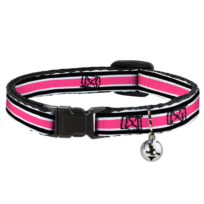 Cat Collar Breakaway - Stripes White Black White Pink Breakaway Cat Collars Buckle-Down   