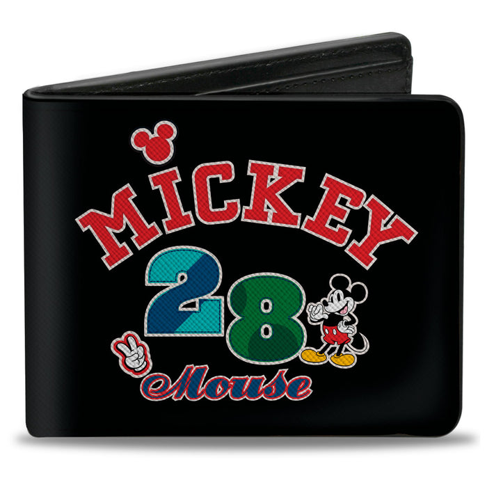 Bi-Fold Wallet - MICKEY MOUSE 28 Pose and Icons Black Bi-Fold Wallets Disney   