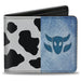 Bi-Fold Wallet - Toy Story Woody Denim Cowboy Bull Icon Cow Print White Black Bi-Fold Wallets Disney   