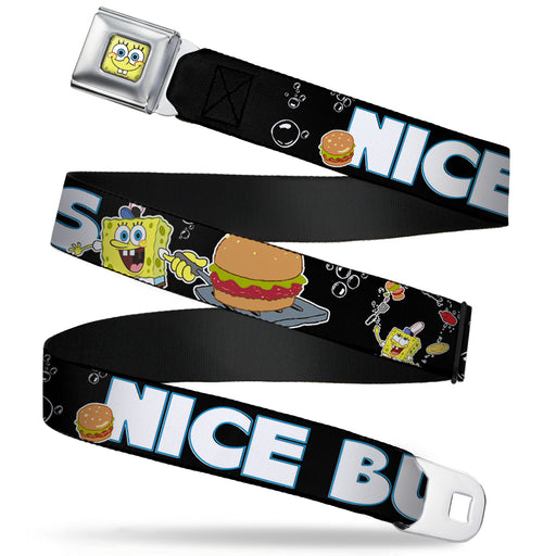 Sponge Bob Face CLOSE-UP Full Color Seatbelt Belt - SpongeBob & Krabby Patty NICE BUNS Webbing Seatbelt Belts Nickelodeon   