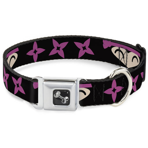 Dog Bone Seatbelt Buckle Collar - Ninja Star Black/Pink Seatbelt Buckle Collars Buckle-Down   