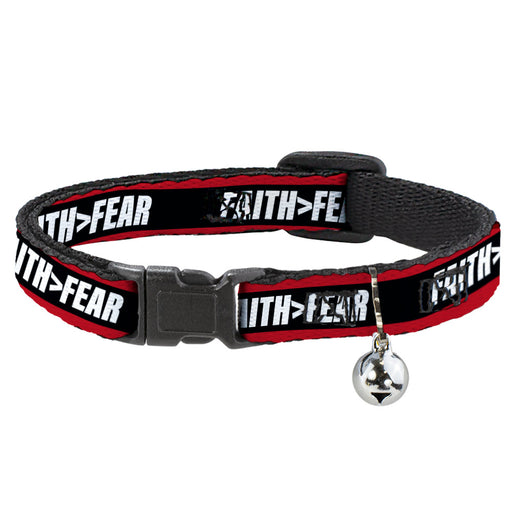 Cat Collar Breakaway with Bell - FAITH Greater Than FEAR Stripe Red Black White Breakaway Cat Collars Buckle-Down   
