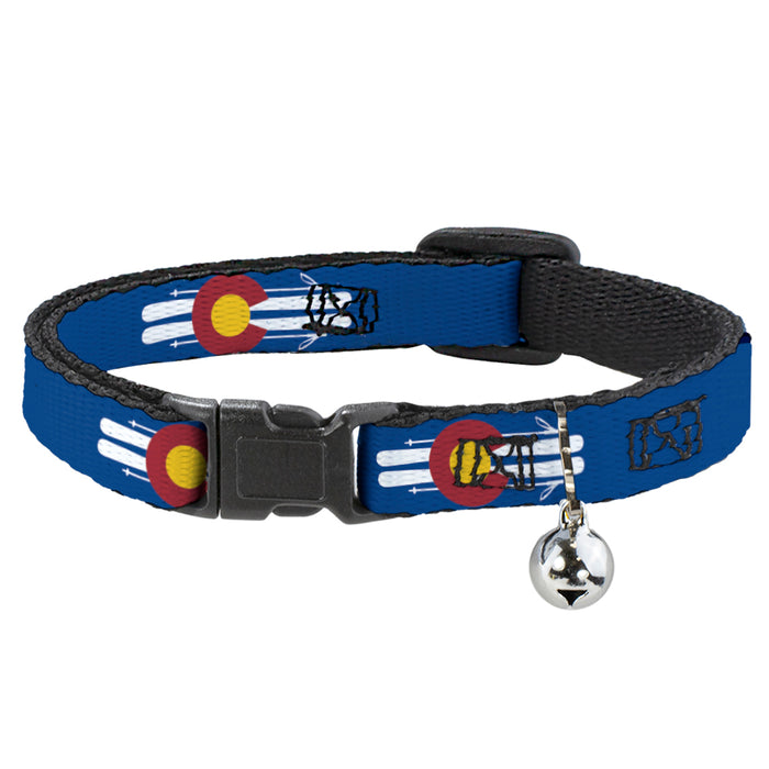 Cat Collar Breakaway - Colorado Logo Skis Blue White Red Yellow Breakaway Cat Collars Buckle-Down   