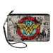 Canvas Zipper Wallet - LARGE - Wonder Woman Logo Comic Scenes Grays Blue Red Yellow Canvas Zipper Wallets DC Comics   