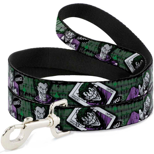 Dog Leash - The Joker 4-Poses/Joker Card HAHA/Smile/BANG! Grays/Greens/Purples Dog Leashes DC Comics   