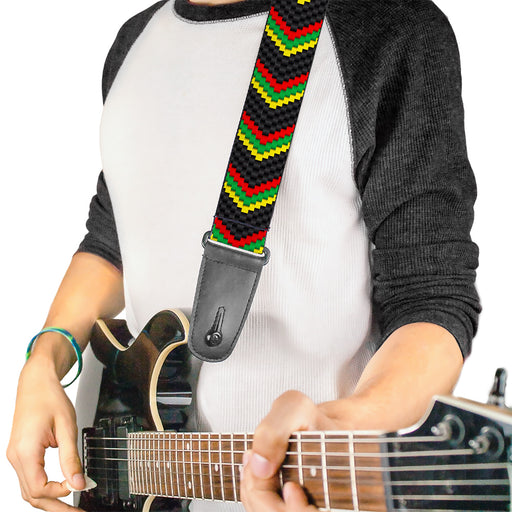 Guitar Strap - Chevron Weave Black Rasta Guitar Straps Buckle-Down   