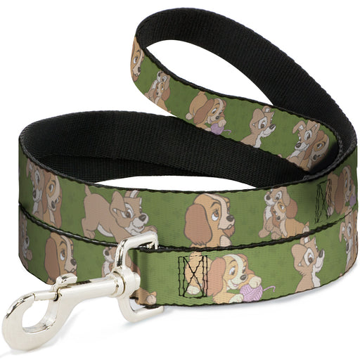 Dog Leash - Lady and Tramp 6-Poses Olive Green Dog Leashes Disney   