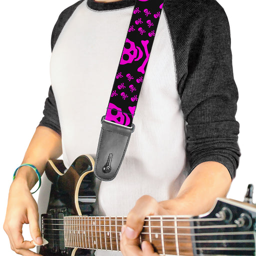 Guitar Strap - Skull w Babies Black Fuchsia Guitar Straps Buckle-Down   