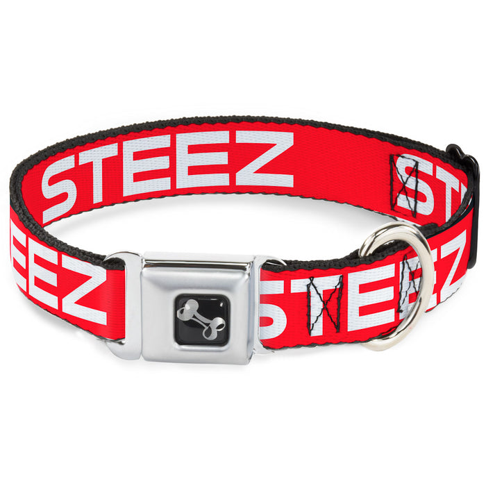 Dog Bone Seatbelt Buckle Collar - STEEZ Flat Red/White Seatbelt Buckle Collars Buckle-Down   