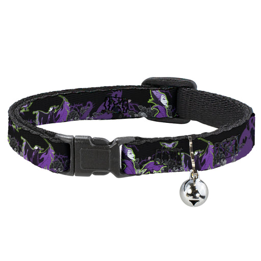 Cat Collar Breakaway - Maleficent & Diablo Black Roses Purples Breakaway Cat Collars Disney   