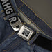 BD Wings Logo CLOSE-UP Full Color Black Silver Seatbelt Belt - ERMAHGERD! Black/Gray Webbing Seatbelt Belts Buckle-Down   