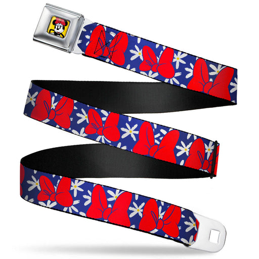 Minnie Mouse Style Smiling Pose Full Color Yellow Seatbelt Belt - Minnie Mouse Bows/Daisies Blue/White/Red Webbing Seatbelt Belts Disney   
