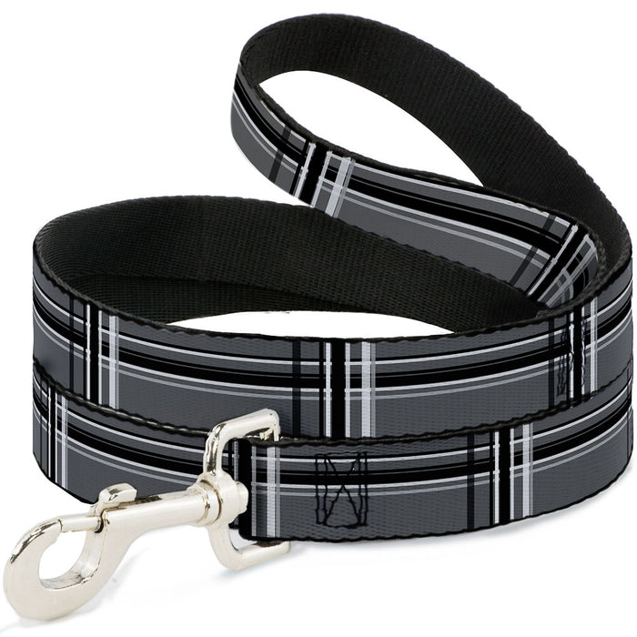 Dog Leash - Plaid Gray/Black/White Dog Leashes Buckle-Down   