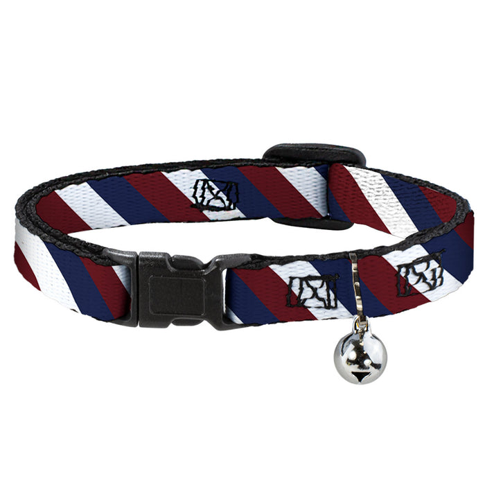 Cat Collar Breakaway - Diagonal Stripe Red White Navy Breakaway Cat Collars Buckle-Down   