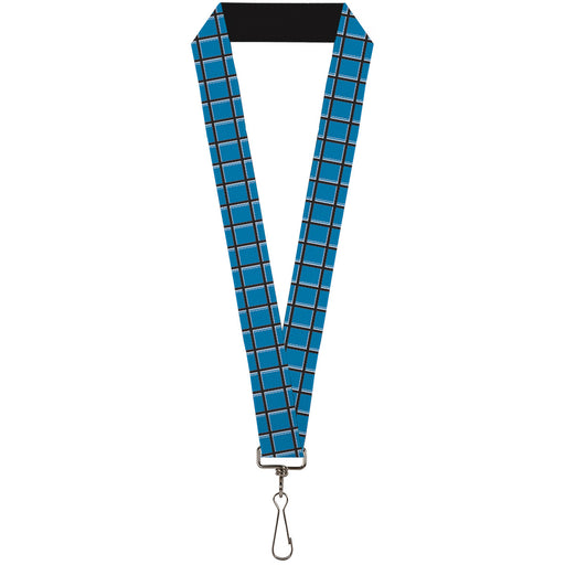Lanyard - 1.0" - Wire Grid Turquoise Gray White Lanyards Buckle-Down   