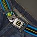Batman Full Color Black Yellow Seatbelt Belt - BATMAN/Retro Logos Stripe Blue/Black/Yellow Webbing Seatbelt Belts DC Comics   