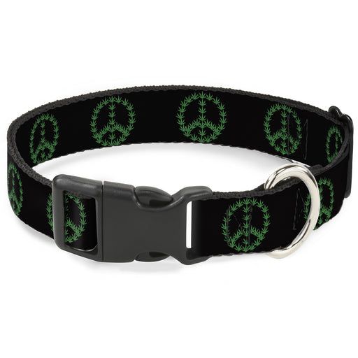 Buckle-Down Plastic Buckle Dog Collar - Marijuana Peace Repeat Black/Green Plastic Clip Collars Buckle-Down   