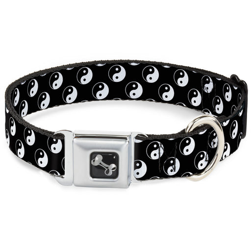Dog Bone Seatbelt Buckle Collar - Yin Yang Monogram Black/White Seatbelt Buckle Collars Buckle-Down   