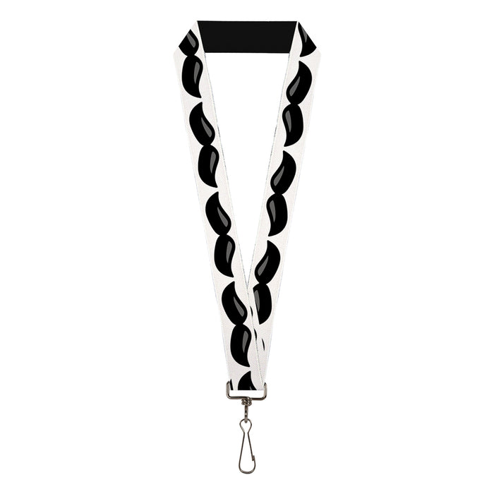 Lanyard - 1.0" - Plastic Mustache White Black Lanyards Buckle-Down   