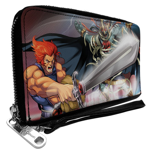PU Zip Around Wallet Rectangle - ThunderCats Lion-O and Mumm-Ra Sword of Omens Pose Clutch Zip Around Wallets ThunderCats   